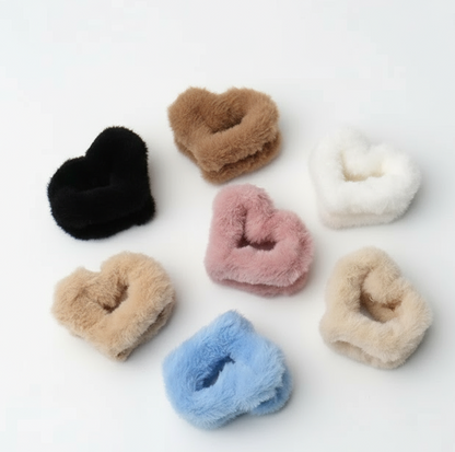 Fuzzy Heart Scrunchies - Clean Background
