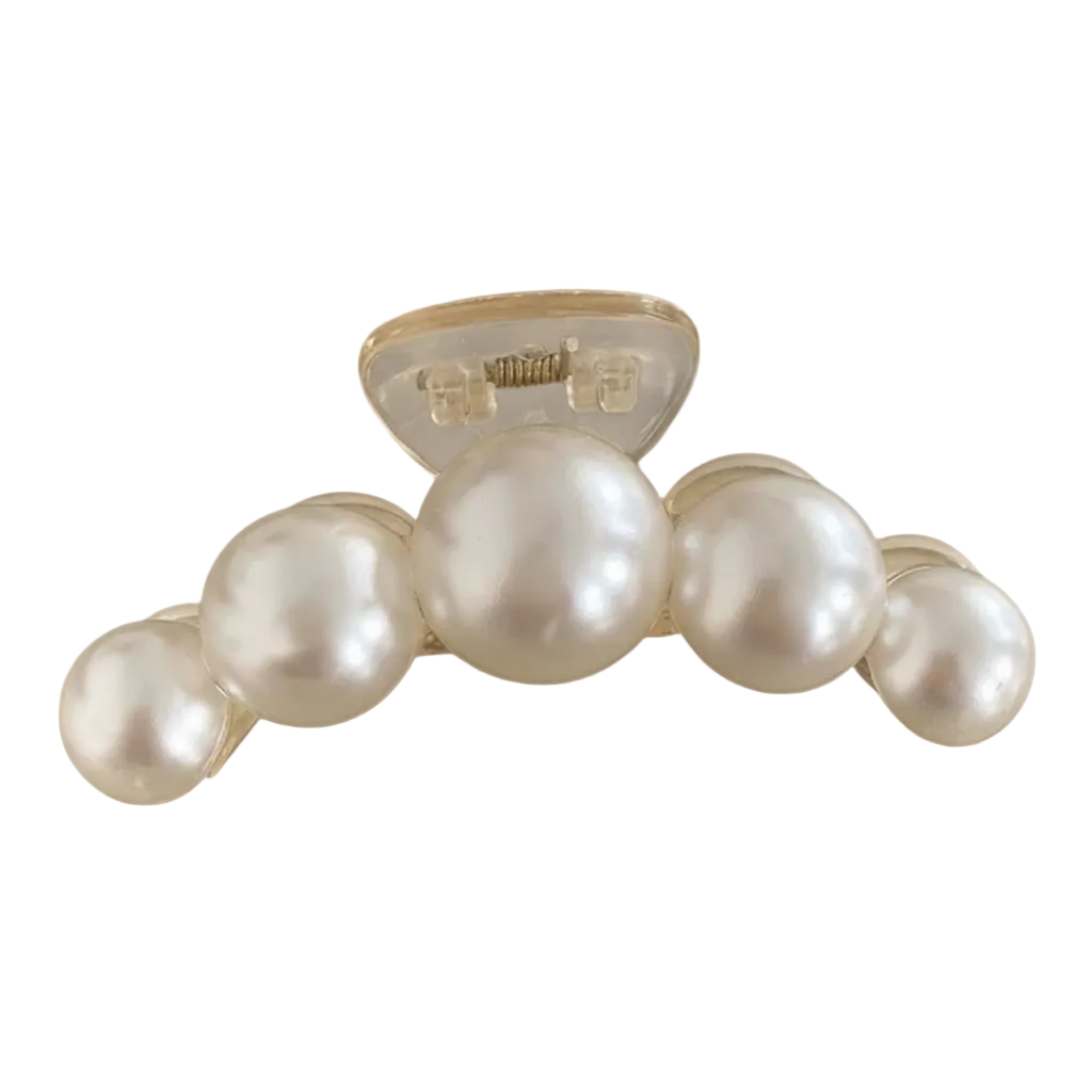Pearl Hair Claw Clip - Matched Grey Background